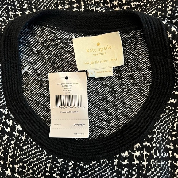Kate Spade - NWT Mod Plaid Knee Length Sweater Dress Sz M - Picture 8 of 12
